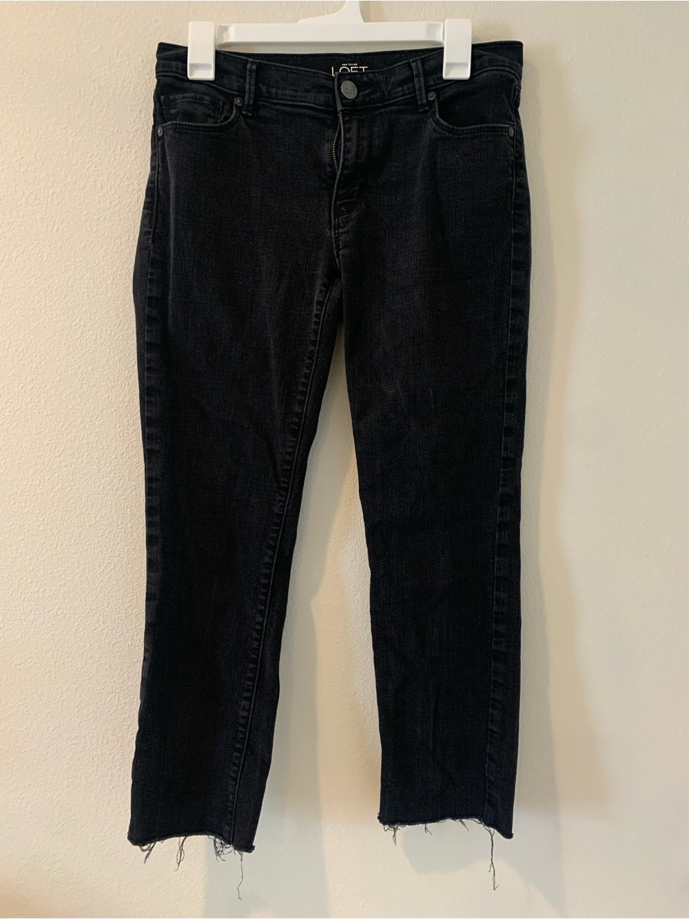 LOFT Black Cropped Raw-Hem Jeans